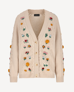 Wełniany kardigan z haftami Camellia - Image #0