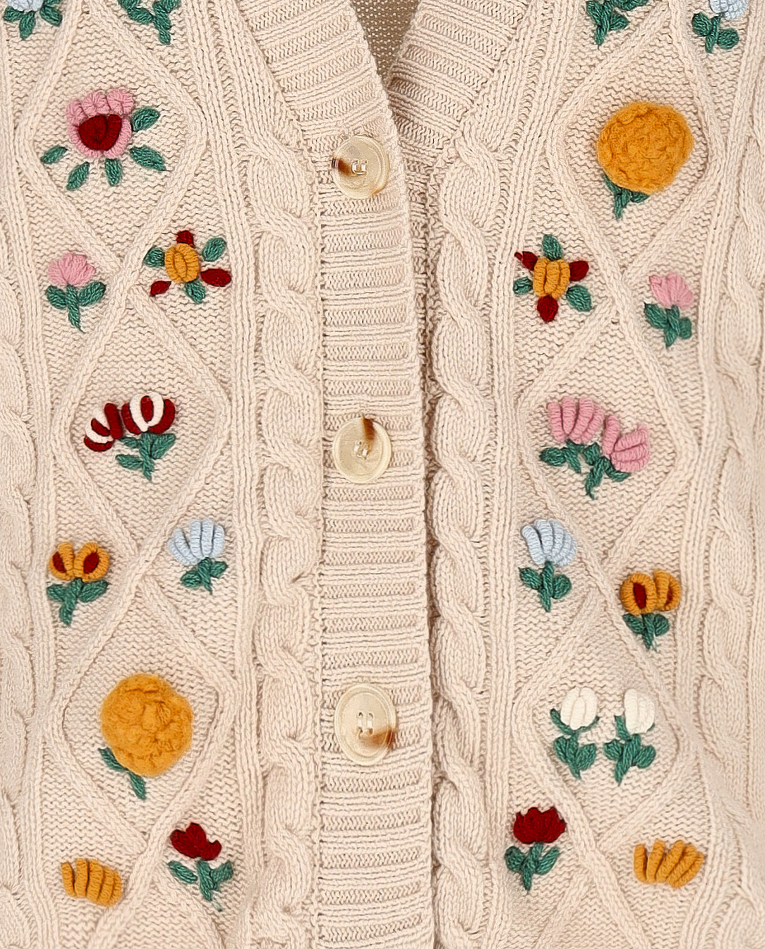 Wełniany kardigan z haftami Camellia - Image #2