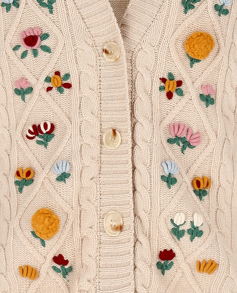 Wełniany kardigan z haftami Camellia - Image #2