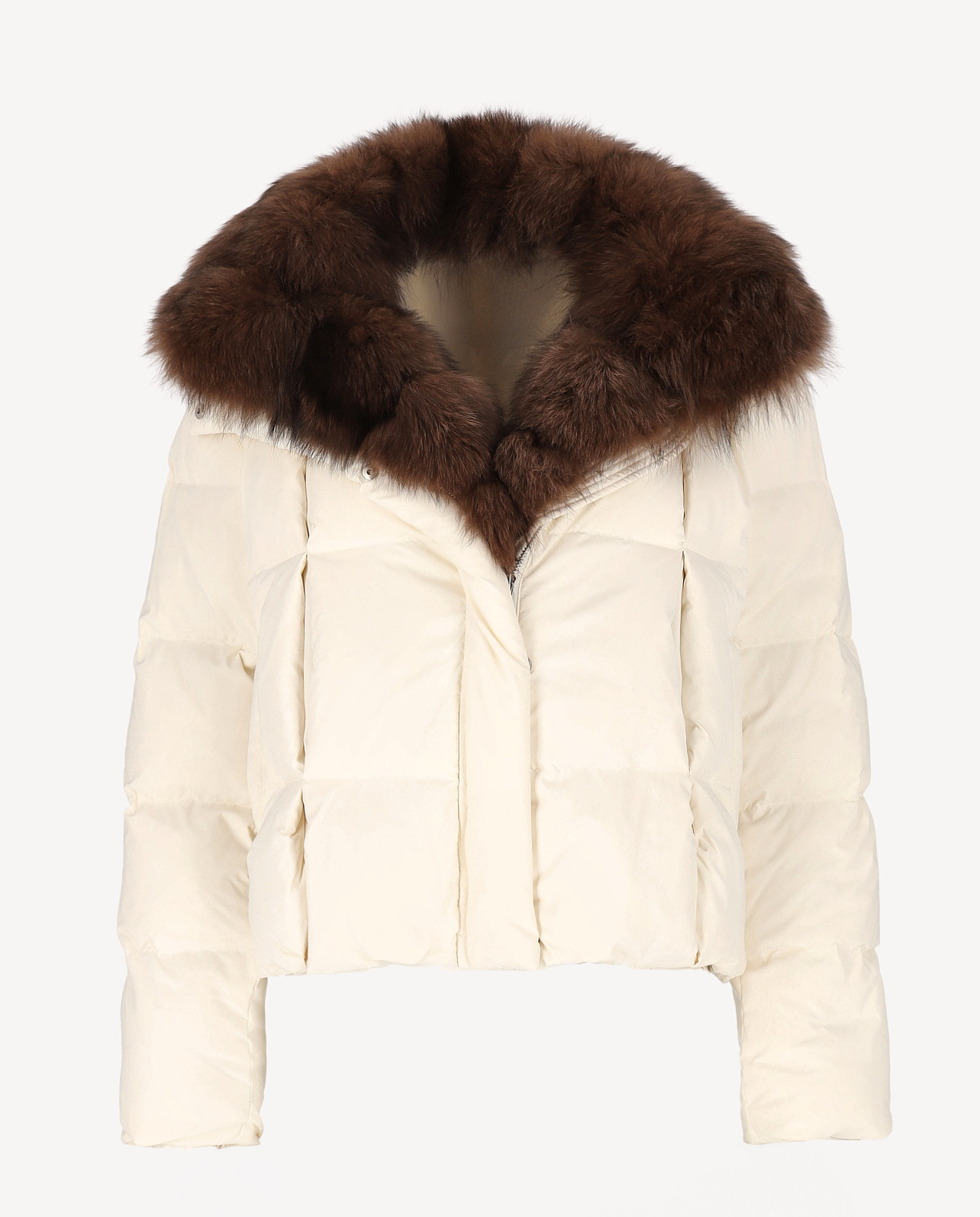 Kremowa kurtka z futrzanym kołnierzem Deneris - Image #2