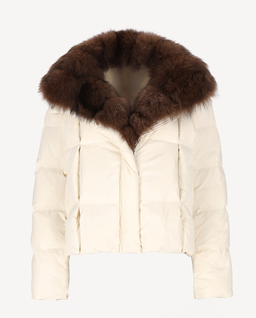 Kremowa kurtka z futrzanym kołnierzem Deneris - Image #2