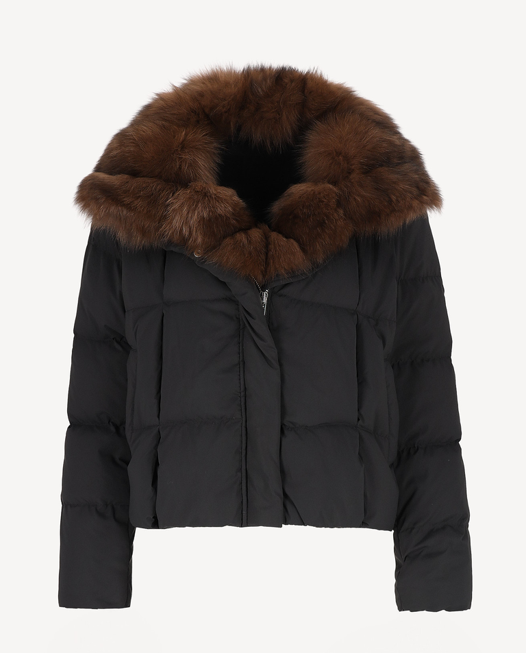 Czarna kurtka z futrzanym kołnierzem Deneris - Image #2