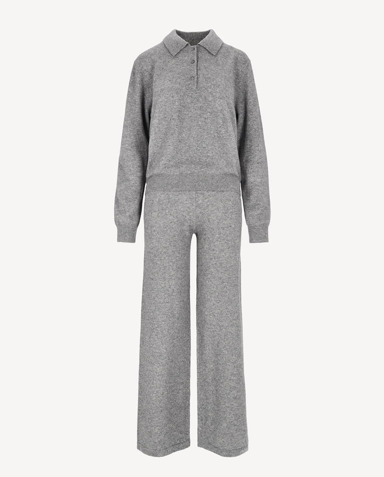 Szary komplet z kaszmiru Saffio