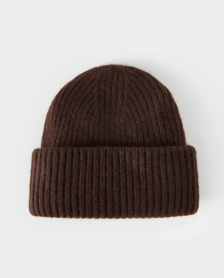 Ciemnobrązowa kaszmirowa czapka beanie
