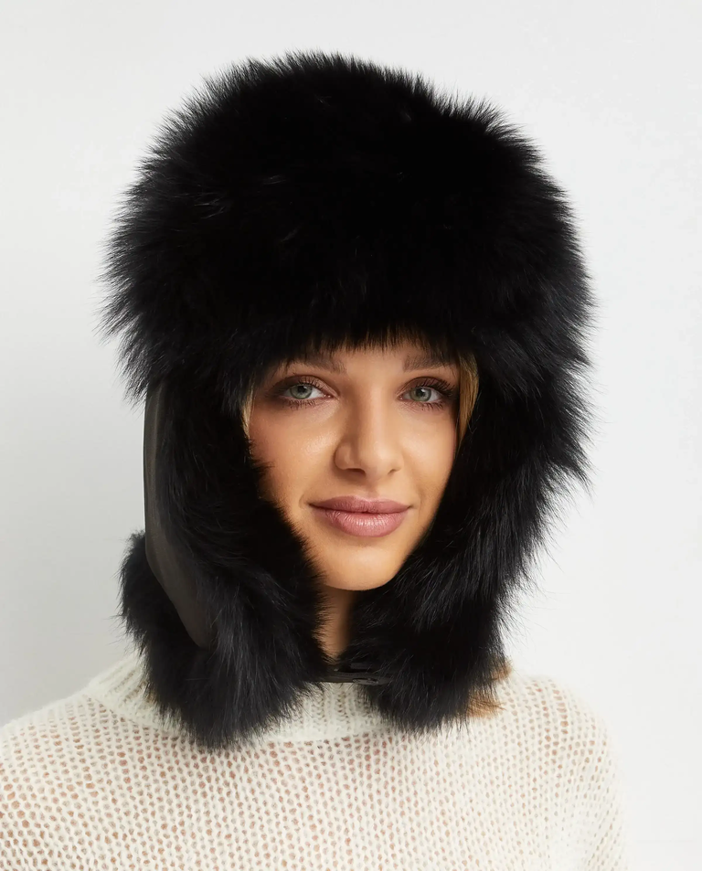 Czarna czapka uszatka - Image #2