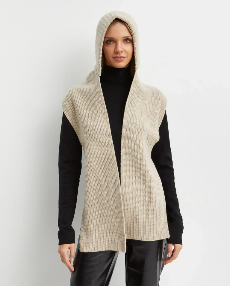 Beżowy szalik z kapturem - Image #2