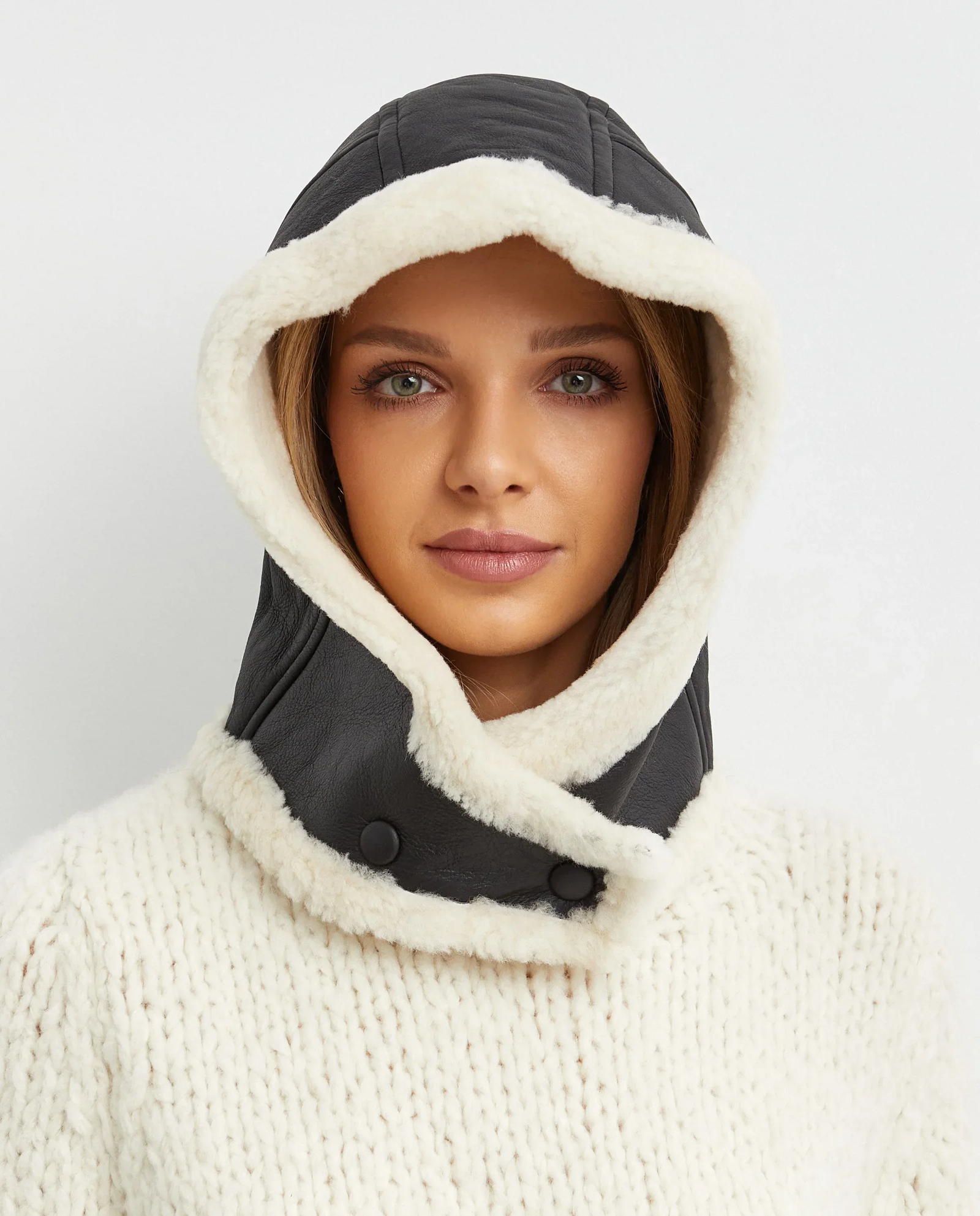 Czarna skórzana balaclava - Image #1