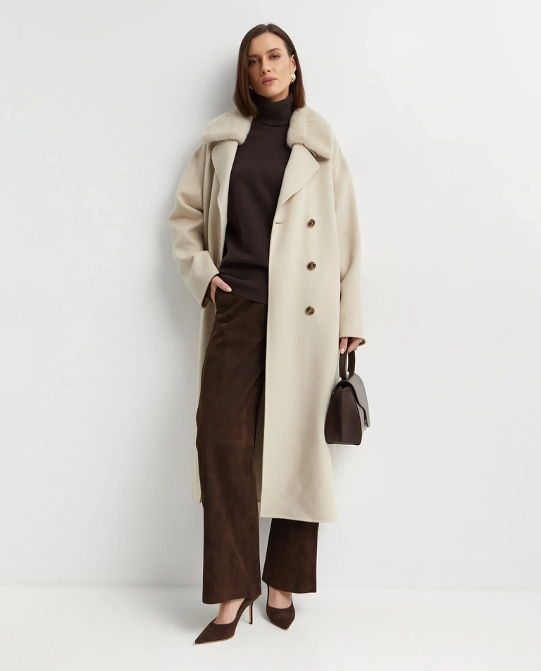 Wełniany płaszcz z futrzanym kołnierzem Manteau - Image #2