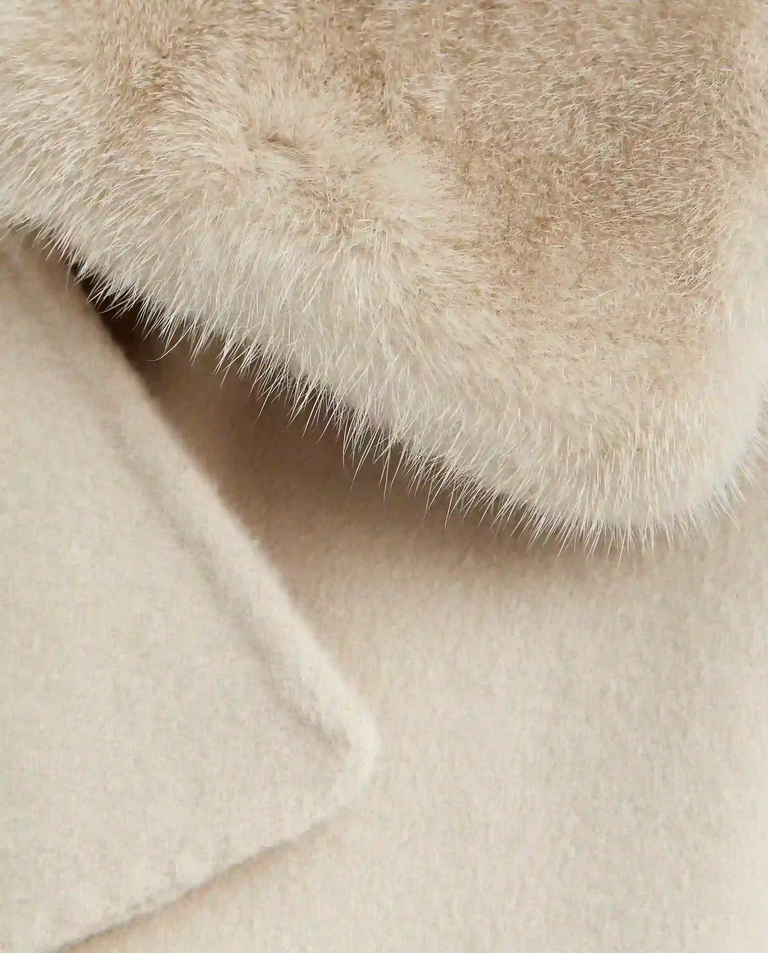 Wełniany płaszcz z futrzanym kołnierzem Manteau - Image #5