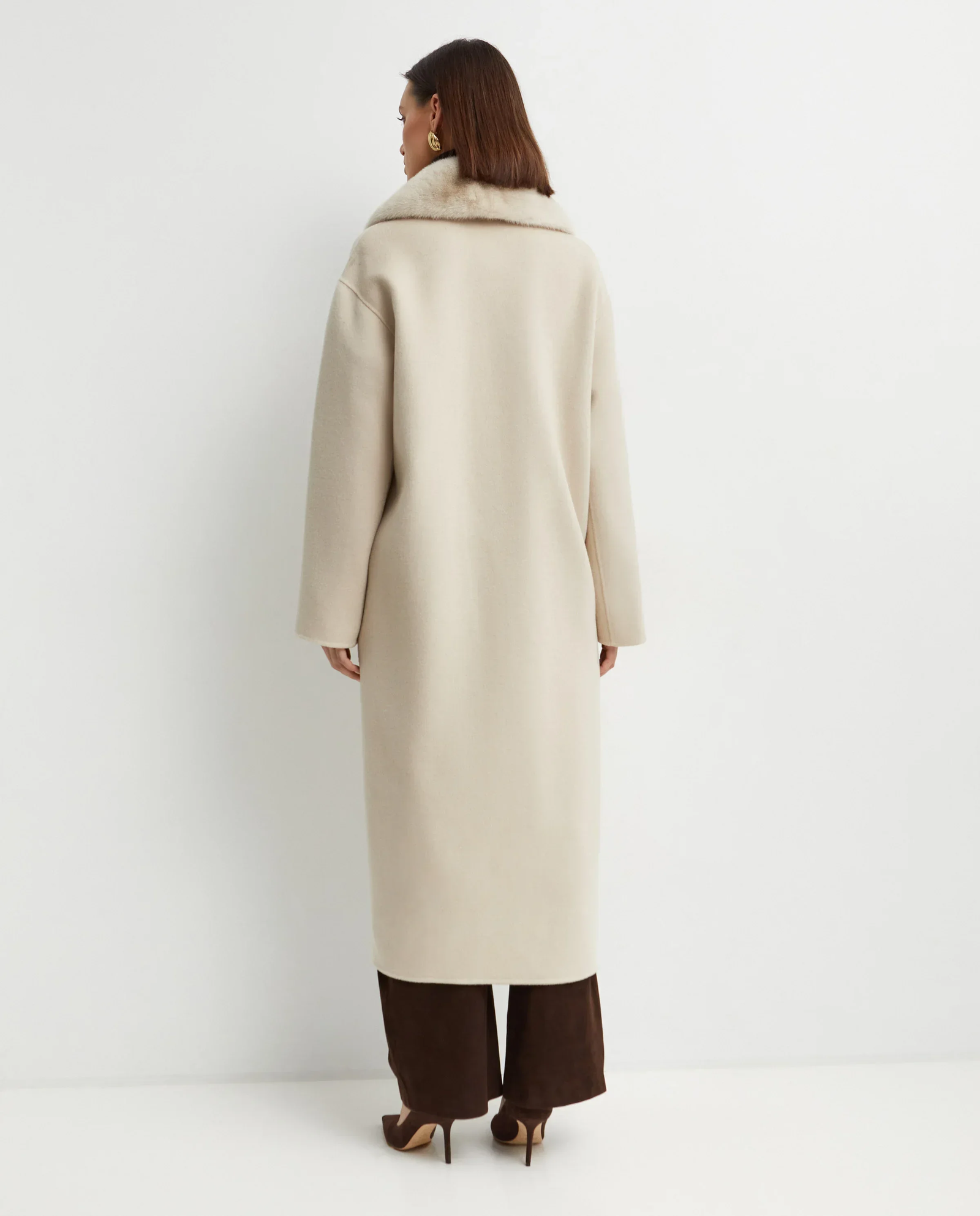 Wełniany płaszcz z futrzanym kołnierzem Manteau - Image #4