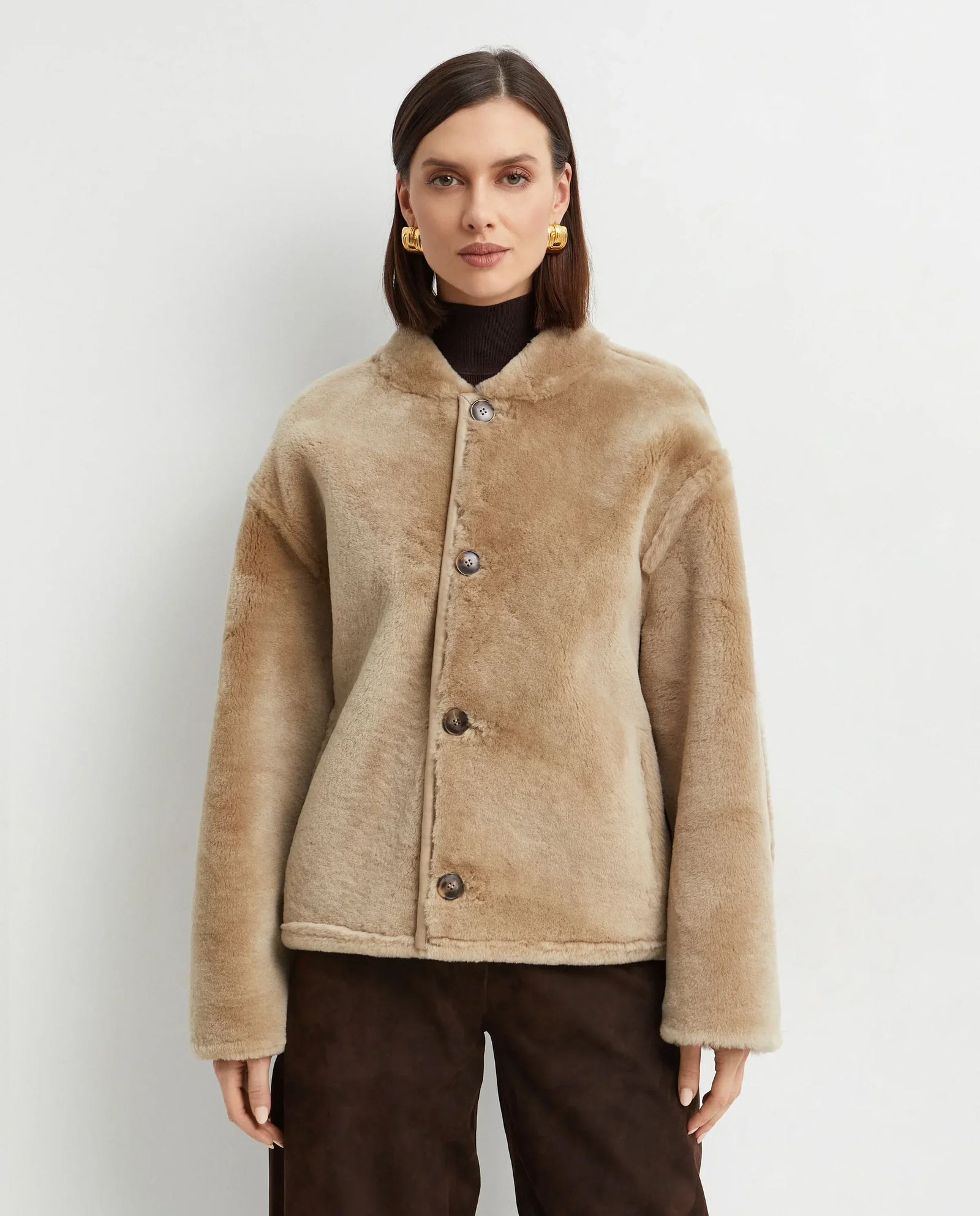 Beżowa dwustronna krótka kurtka - Image #0