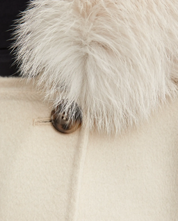 Beżowy wełniany płaszcz z kołnierzem - Image #4