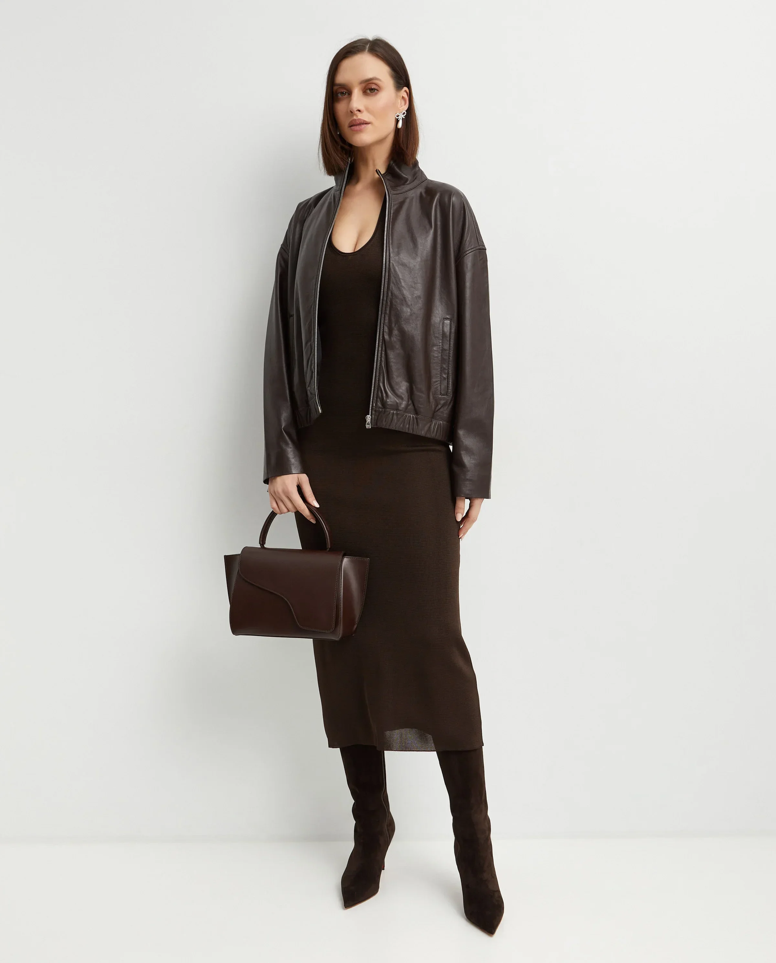 Brązowa kurtka skórzana - Image #2