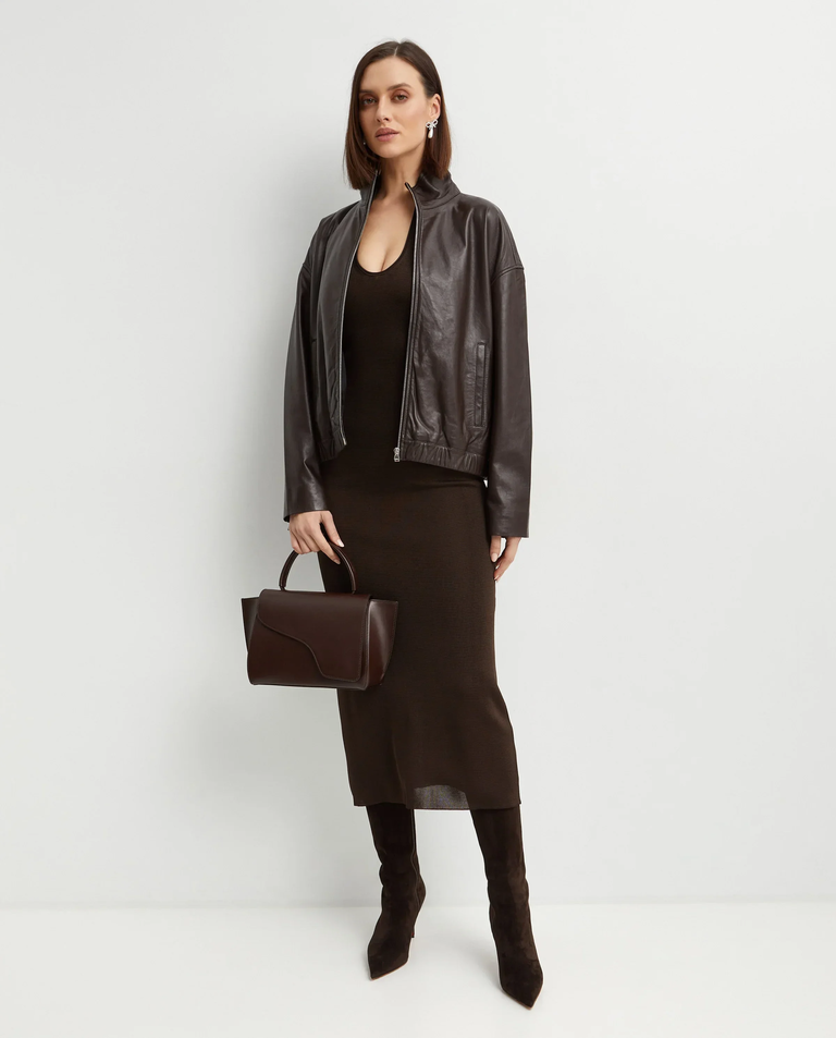 Brązowa kurtka skórzana - Image #2