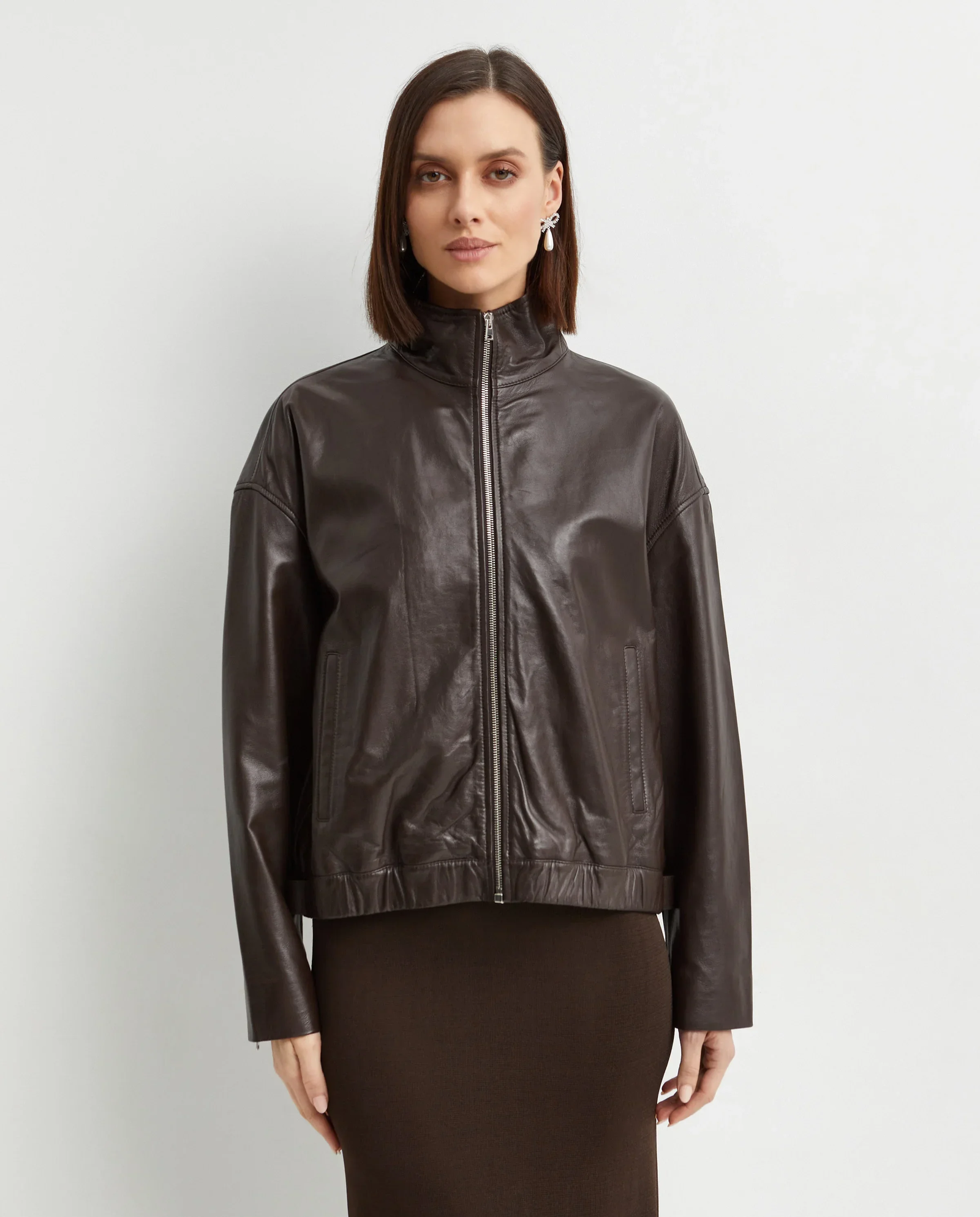 Brązowa kurtka skórzana - Image #0