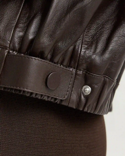 Brązowa kurtka skórzana - Image #5