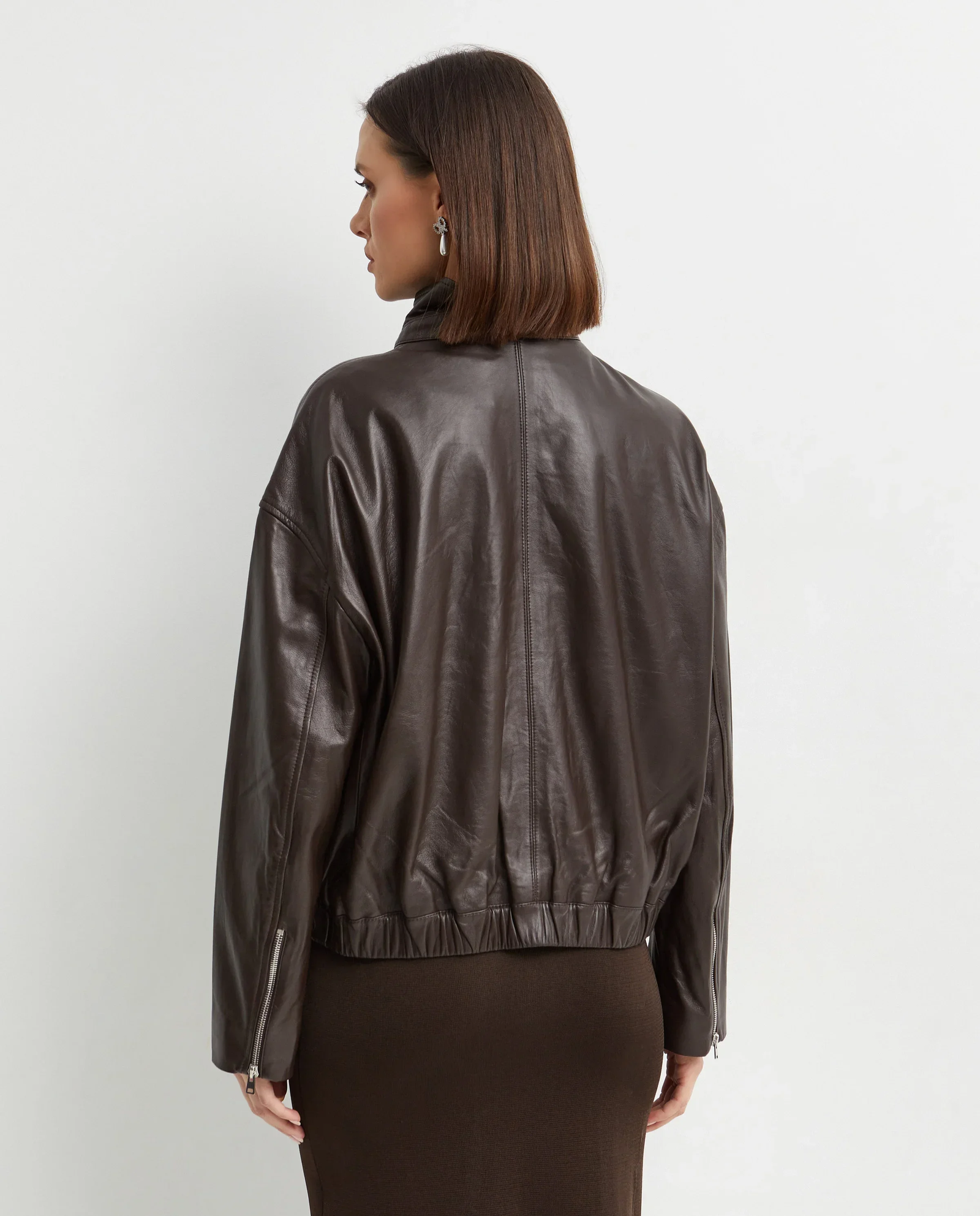 Brązowa kurtka skórzana - Image #4