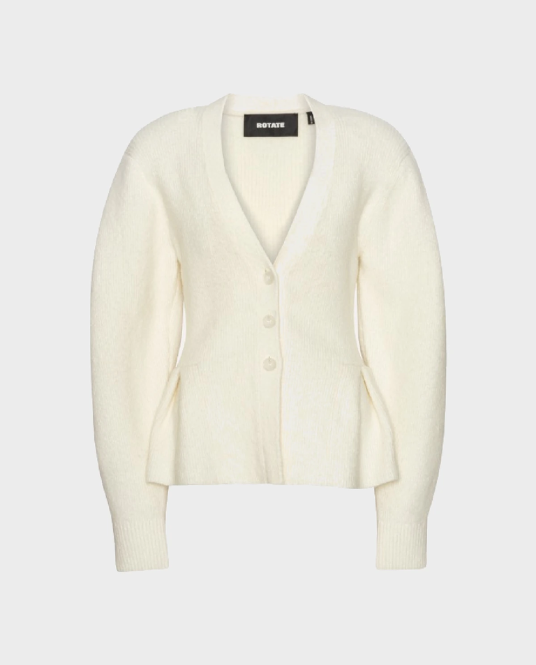 Kremowy kardigan z baskinką