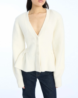 Kremowy kardigan z baskinką - Image #3