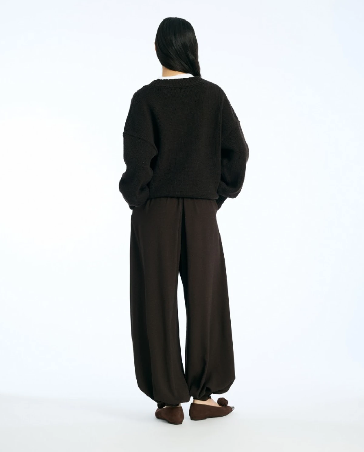 Ciemnobrązowe spodnie Balloon - Image #3