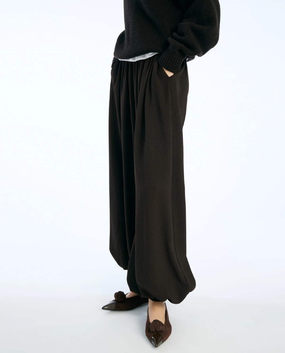 Ciemnobrązowe spodnie Balloon - Image #4