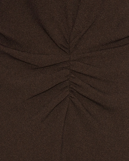 Ciemnobrązowa sukienka midi z marszczeniami - Image #4