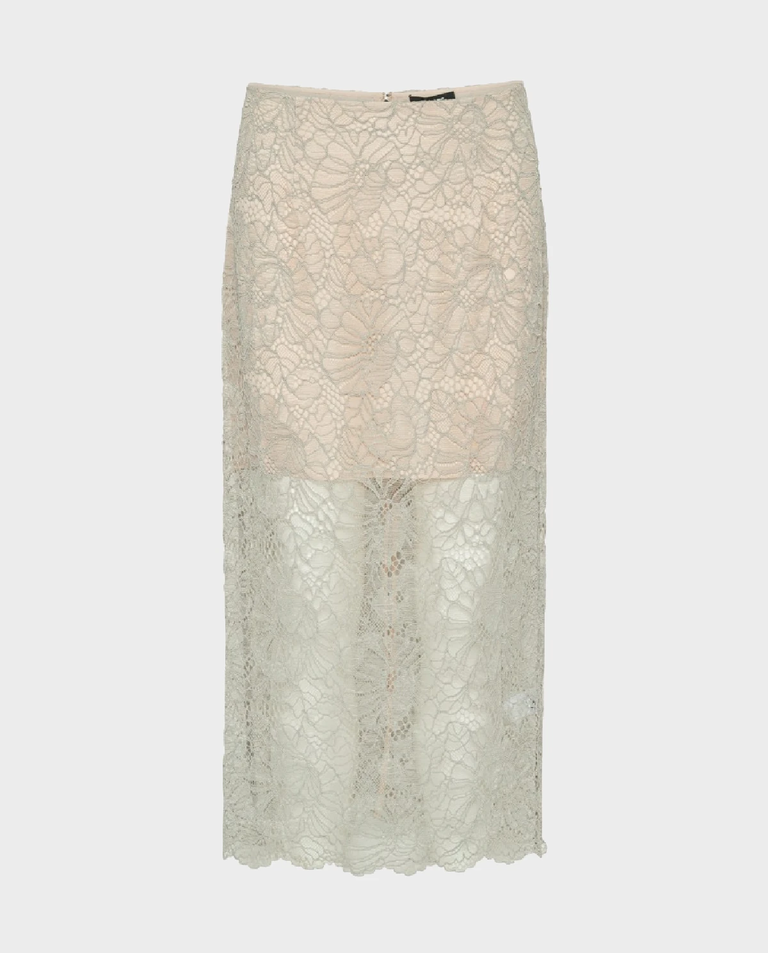 Ołówkowa spódnica z siateczki w kwiaty