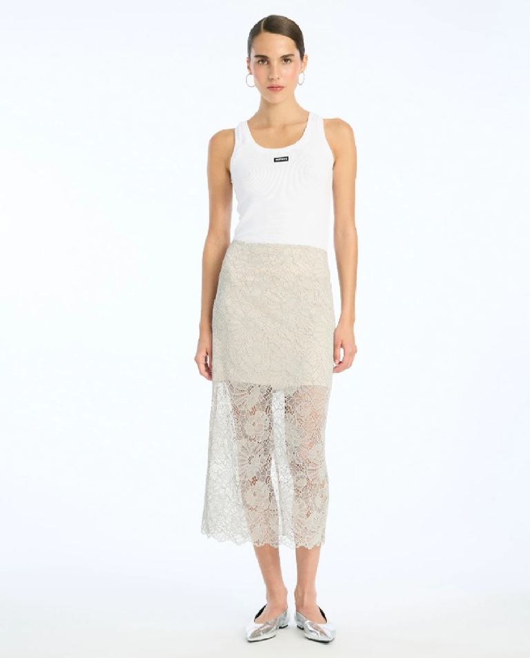 Ołówkowa spódnica z siateczki w kwiaty - Image #2