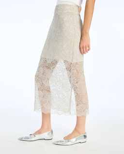 Ołówkowa spódnica z siateczki w kwiaty - Image #3