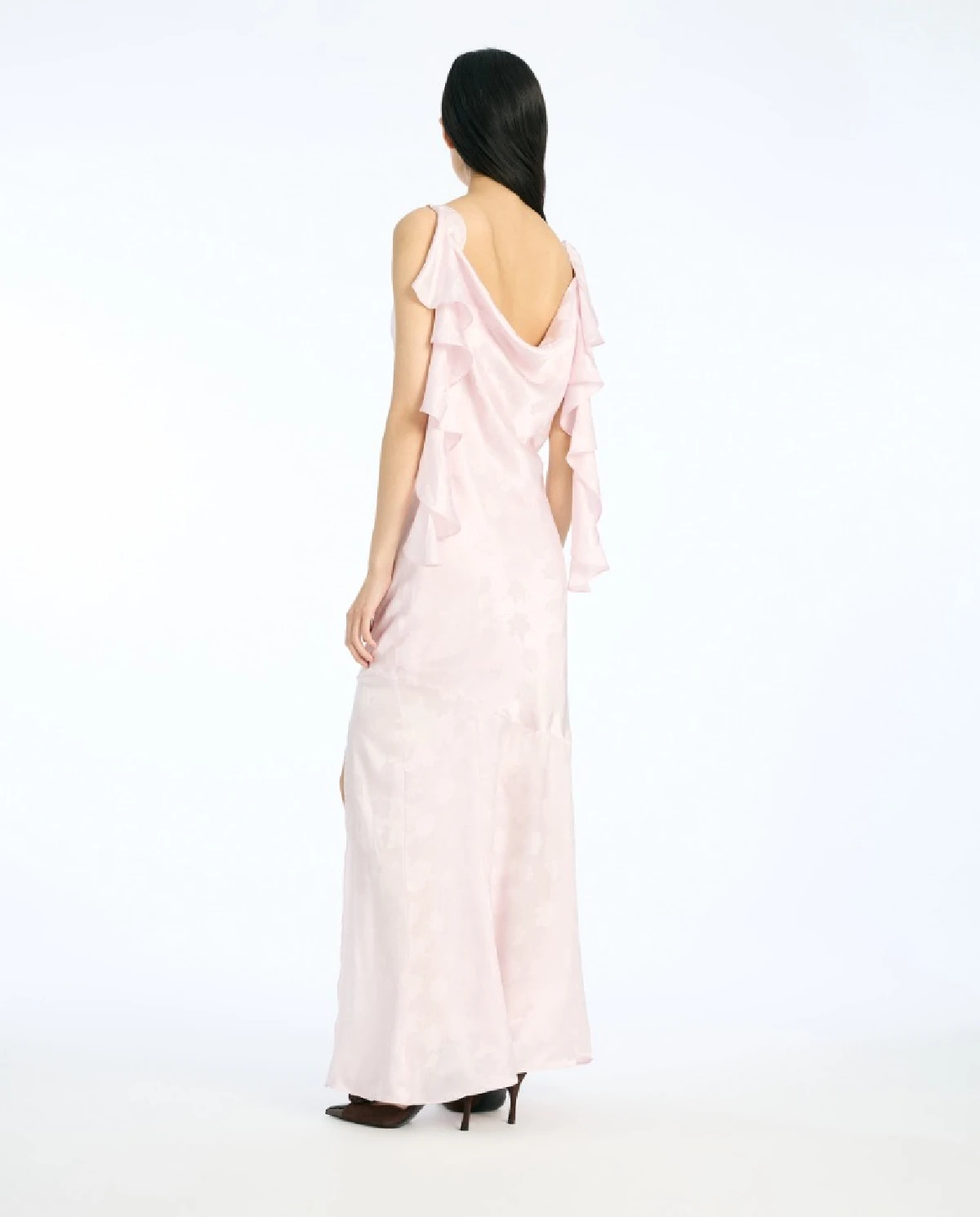 Jasnoróżowa sukienka maxi w kwiaty - Image #2