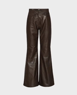 Ciemnobrązowe spodnie skórzane - Image #0