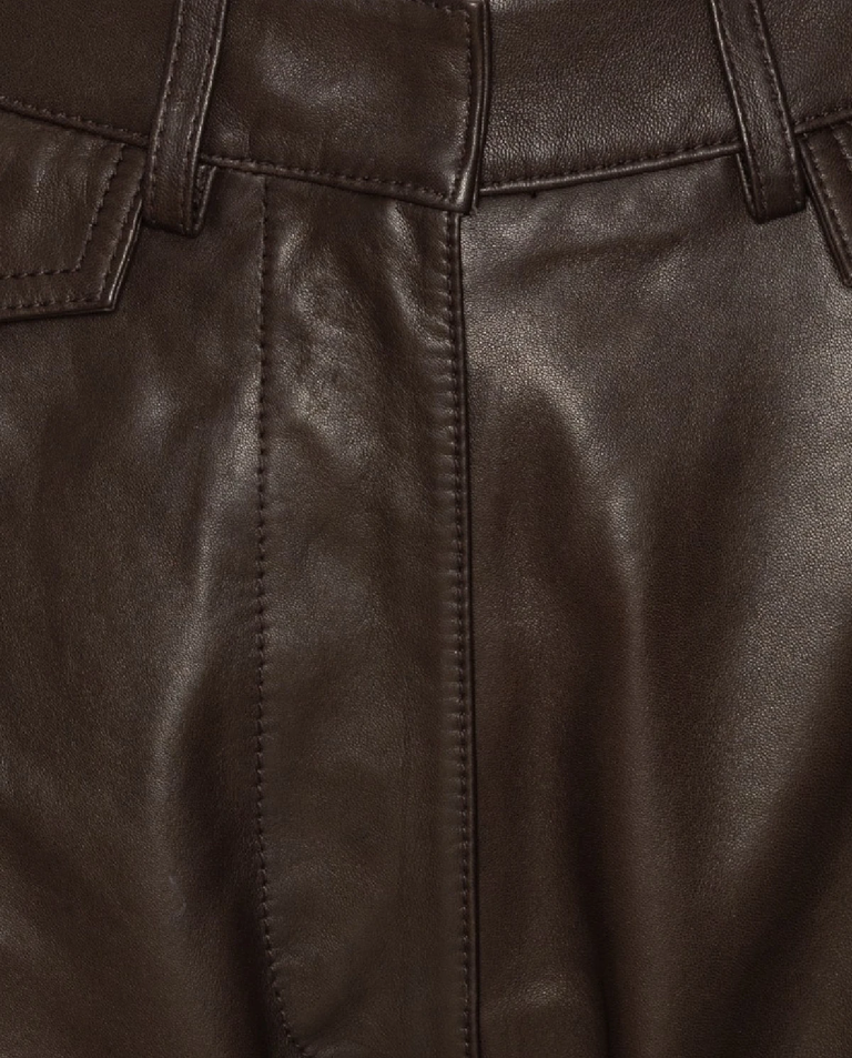 Ciemnobrązowe spodnie skórzane - Image #2