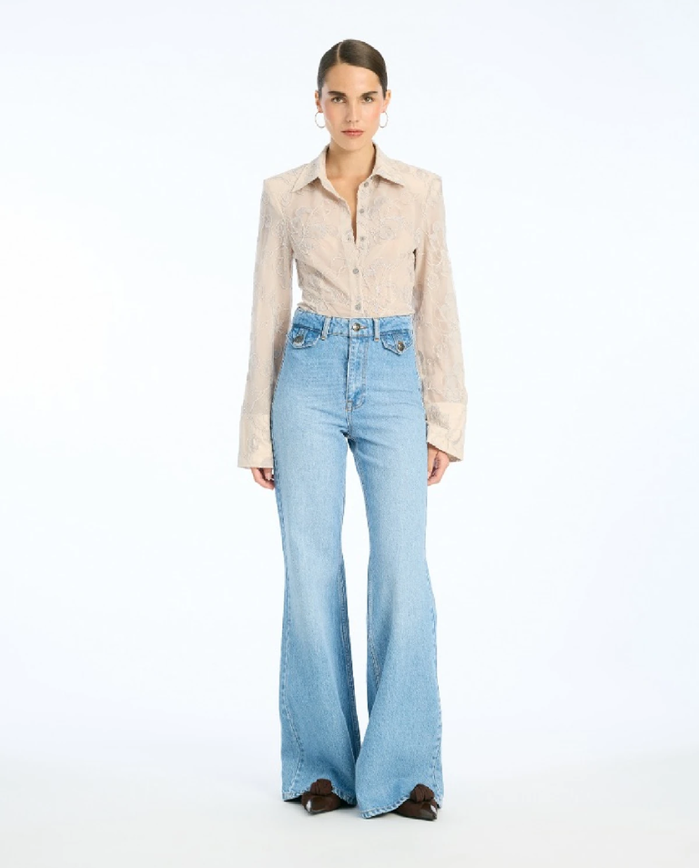 Jasnoniebieskie jeansy dzwony - Image #2