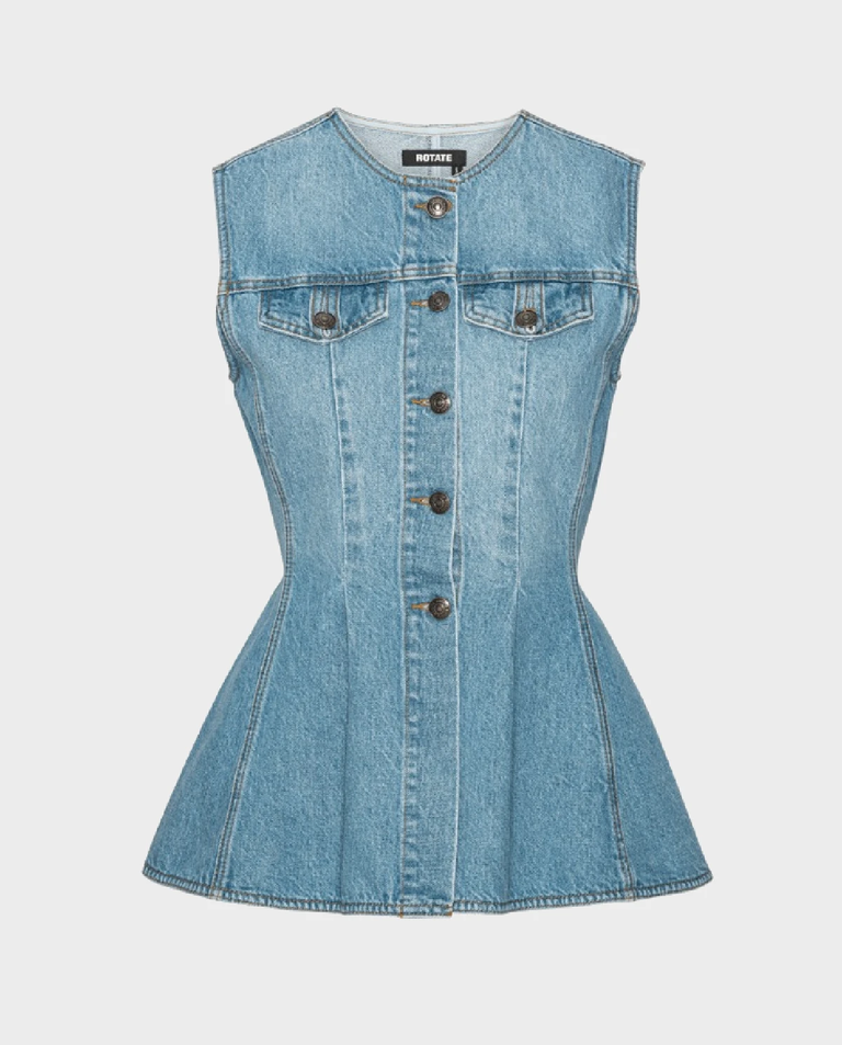 Rozszerzany top jeansowy