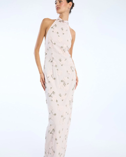 Jasnoróżowa sukienka maxi z cekinami - Image #3