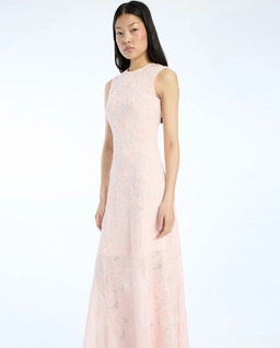 Jasnoróżowa sukienka maxi z siateczki - Image #3