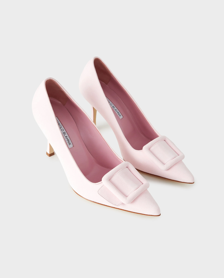 Jasnoróżowe zamszowe szpilki Maysale 90