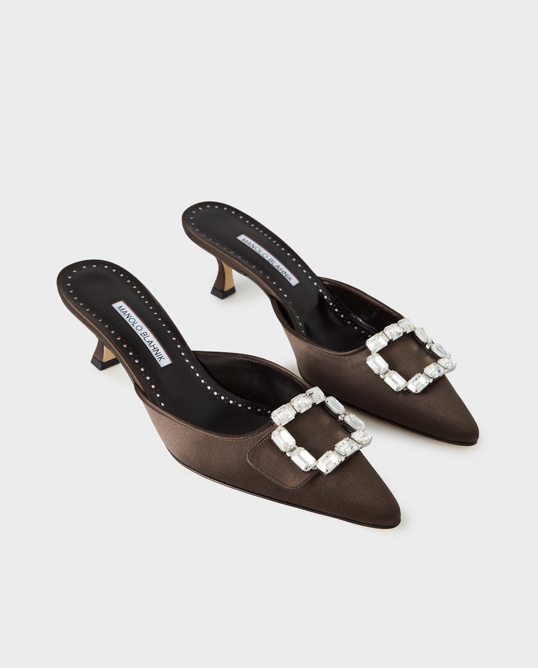 Brązowe mule na szpilce Mayjou 50 ‌