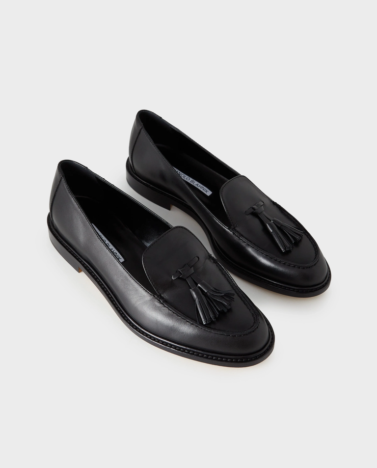 Czarne skórzane mokasyny Bucky