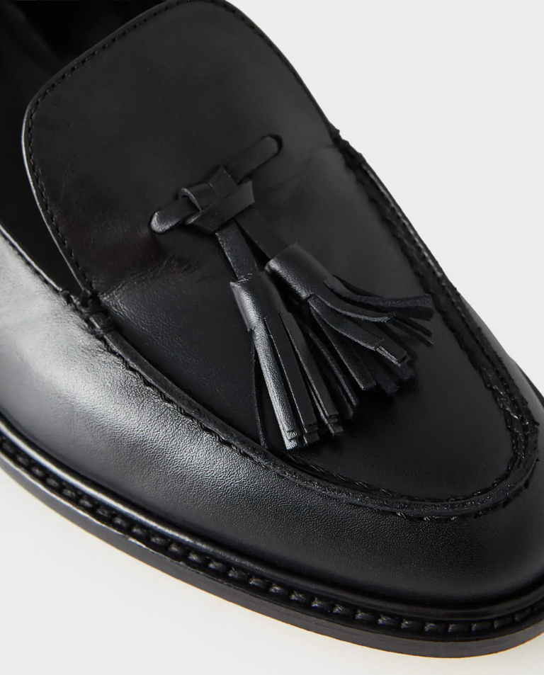 Czarne skórzane mokasyny Bucky - Image #3