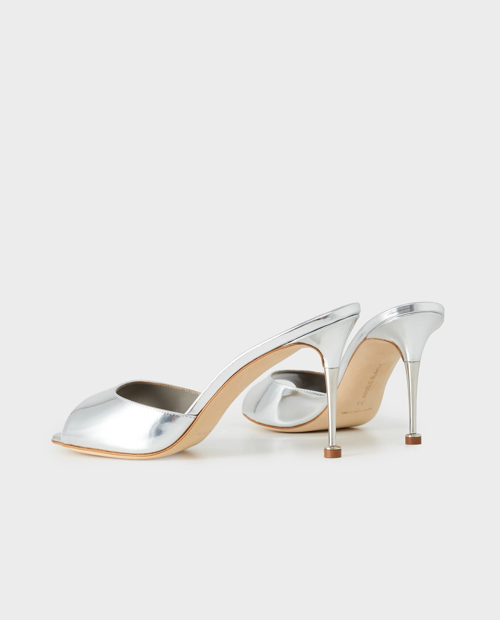 Srebrne klapki na szpilce Astucla 90 - Image #3