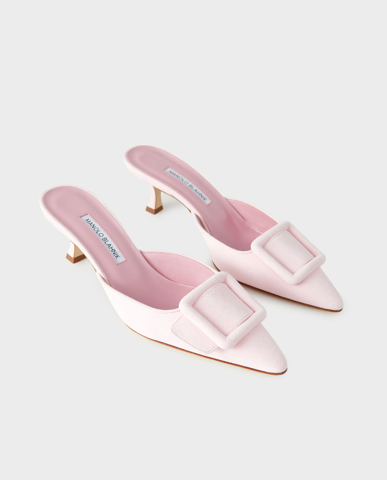 Jasnoróżowe mule na szpilce Maysale 50