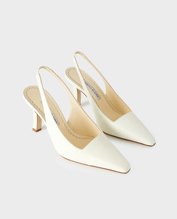 Kremowe czółenka Moirasli 90 - Image #2