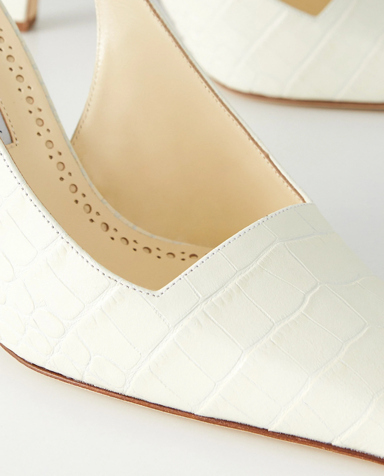 Kremowe czółenka Moirasli 90 - Image #4