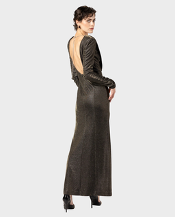 Długa błyszcząca sukienka z rozcięciem - Image #2