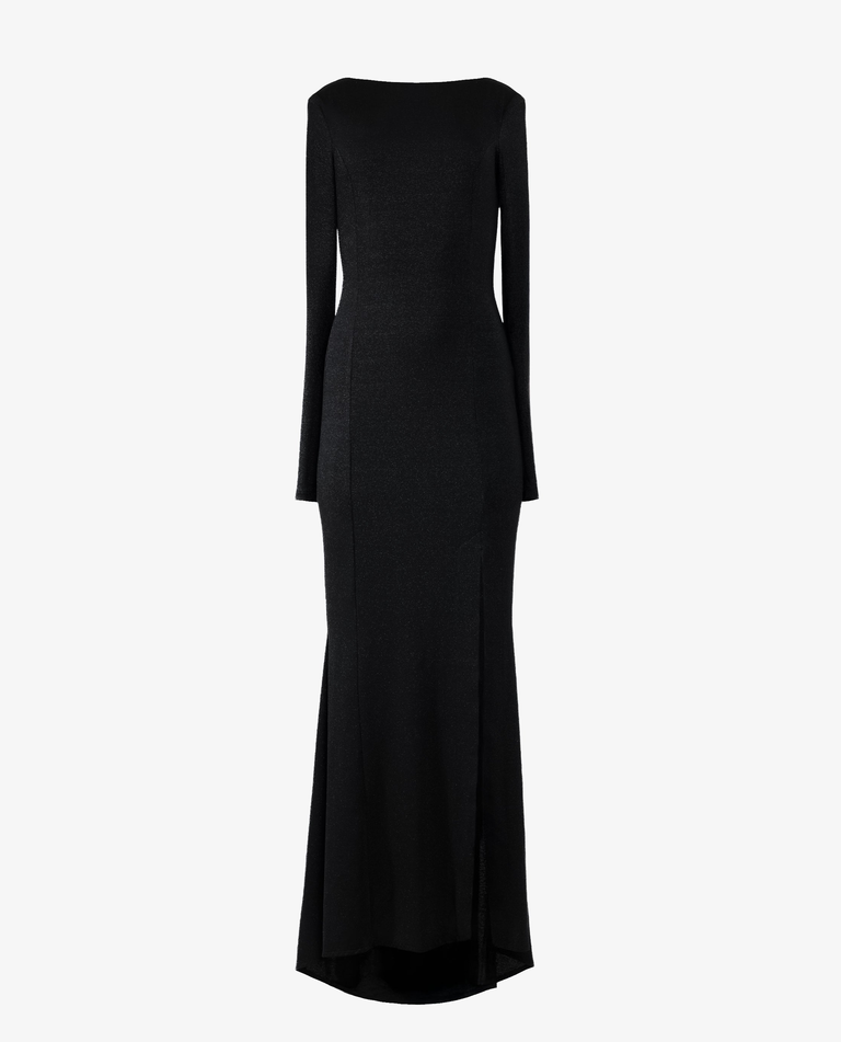 Czarna maxi sukienka z trenem - Image #4