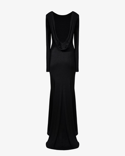 Czarna maxi sukienka z trenem - Image #5