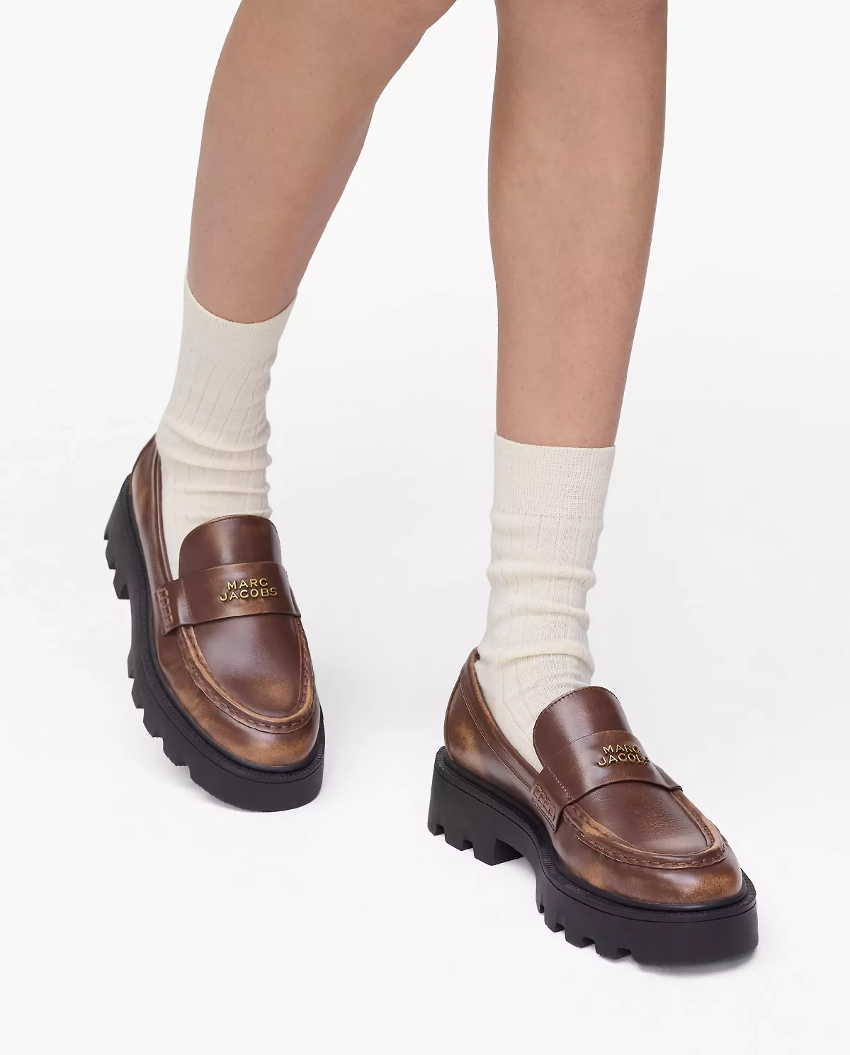 Brązowe skórzane mokasyny Frankie - Image #1