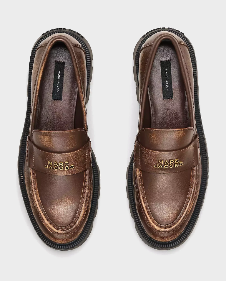 Brązowe skórzane mokasyny Frankie - Image #4