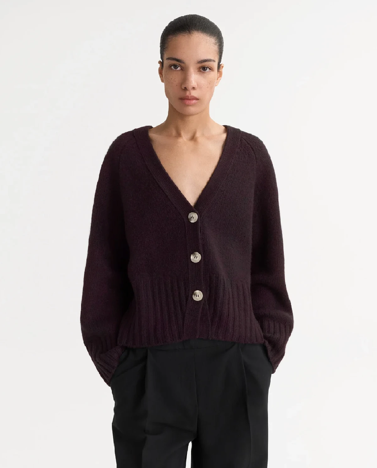 Burgundowy kaszmirowy kardigan